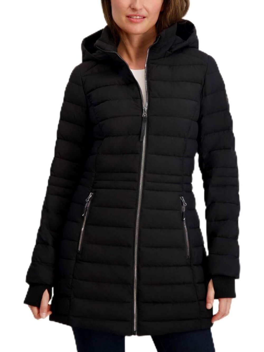 Cozy Women's 3/4 Length Midweight Puffer Jacket - Warm, Stylish, Perfect for